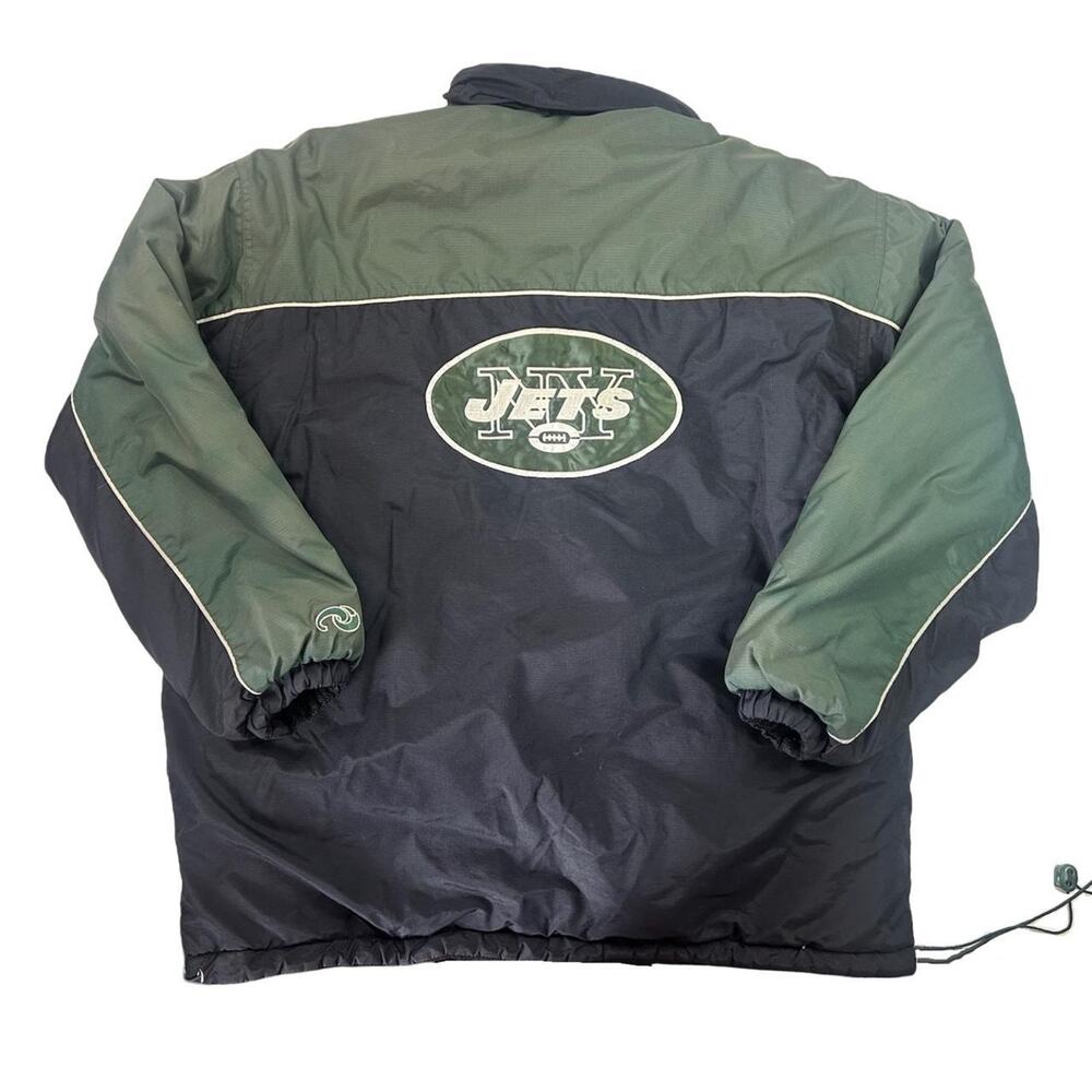 New york jets puffer jacket reversible fleece 90s vintage sz L